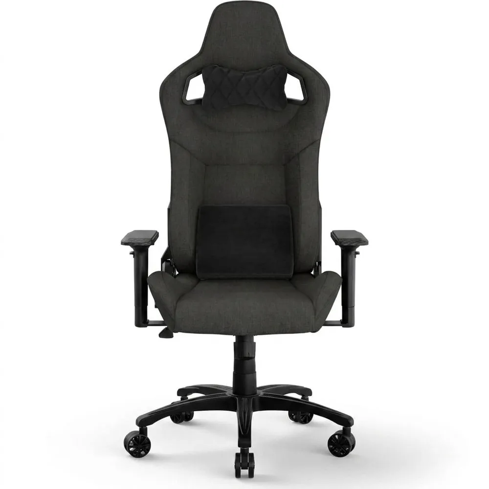 Silla de Gaming de Tela con Diseño Inspirado en Carreras, Cojín para el Cuello y Soporte Lumbar