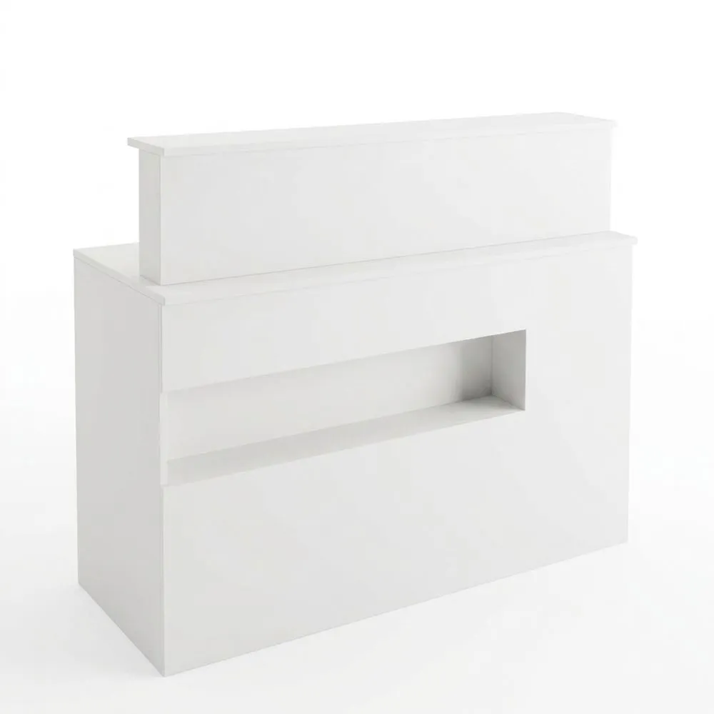 Mostrador de Recepción Grande con Cajón para Teclado, para Tiendas, Blanco, MDF, 100 x 120 x 50 cm