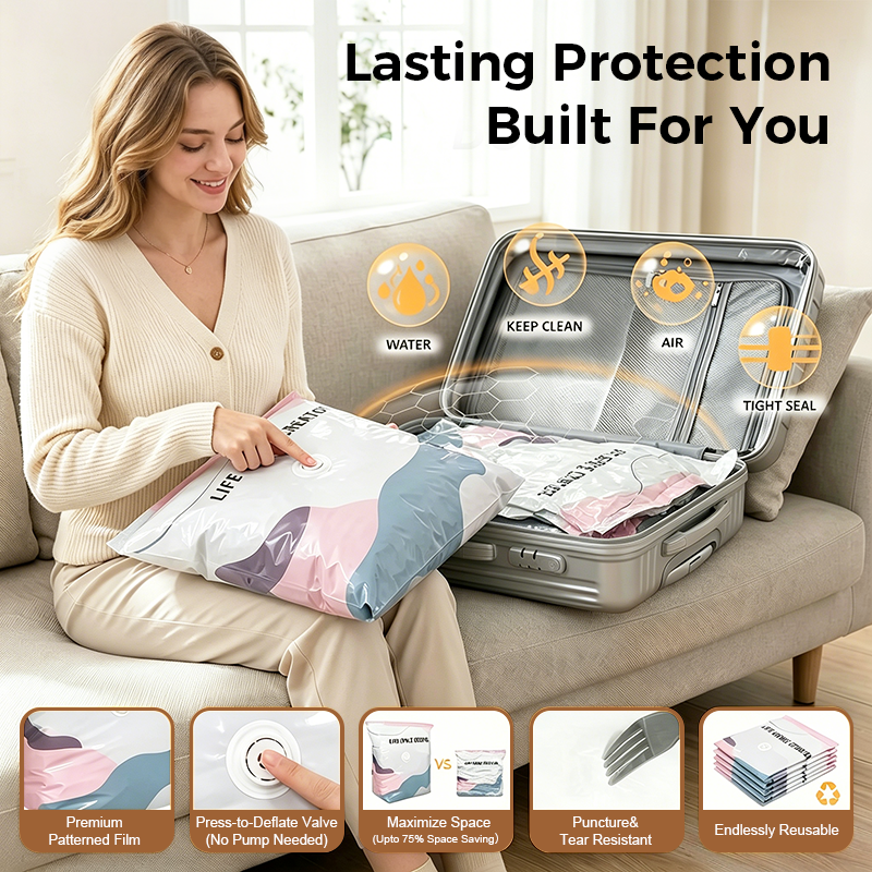 🥳2026 HOT SALE🥳💞50K+ SOLD! No‑Pump Vacuum Storage Bags – Press & seal, no pump needed. Saves 80% space, keeps clothes dry & dust‑free. Perfect for bulky bedding & off‑season gear. 🛏️🗄️