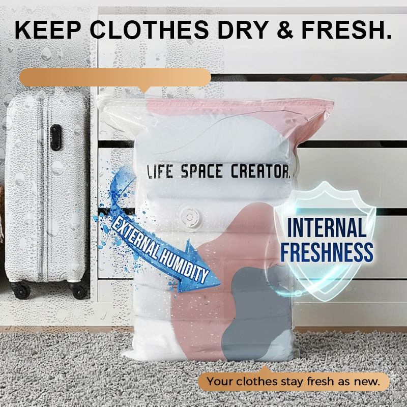 🥳2026 HOT SALE🥳💞50K+ SOLD! No‑Pump Vacuum Storage Bags – Press & seal, no pump needed. Saves 80% space, keeps clothes dry & dust‑free. Perfect for bulky bedding & off‑season gear. 🛏️🗄️