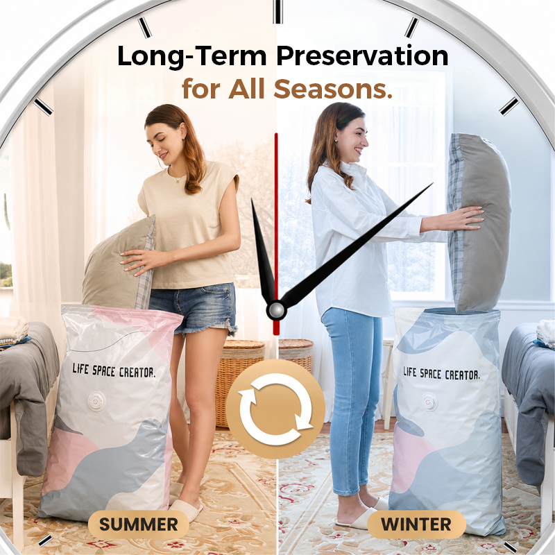 🥳2026 HOT SALE🥳💞50K+ SOLD! No‑Pump Vacuum Storage Bags – Press & seal, no pump needed. Saves 80% space, keeps clothes dry & dust‑free. Perfect for bulky bedding & off‑season gear. 🛏️🗄️