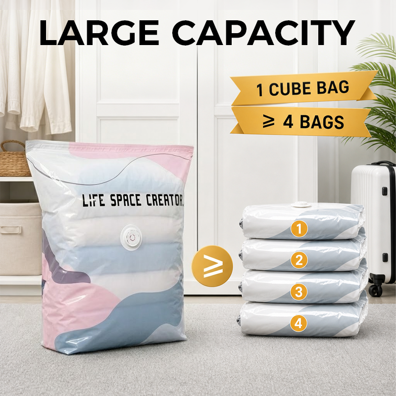 🥳2026 HOT SALE🥳💞50K+ SOLD! No‑Pump Vacuum Storage Bags – Press & seal, no pump needed. Saves 80% space, keeps clothes dry & dust‑free. Perfect for bulky bedding & off‑season gear. 🛏️🗄️