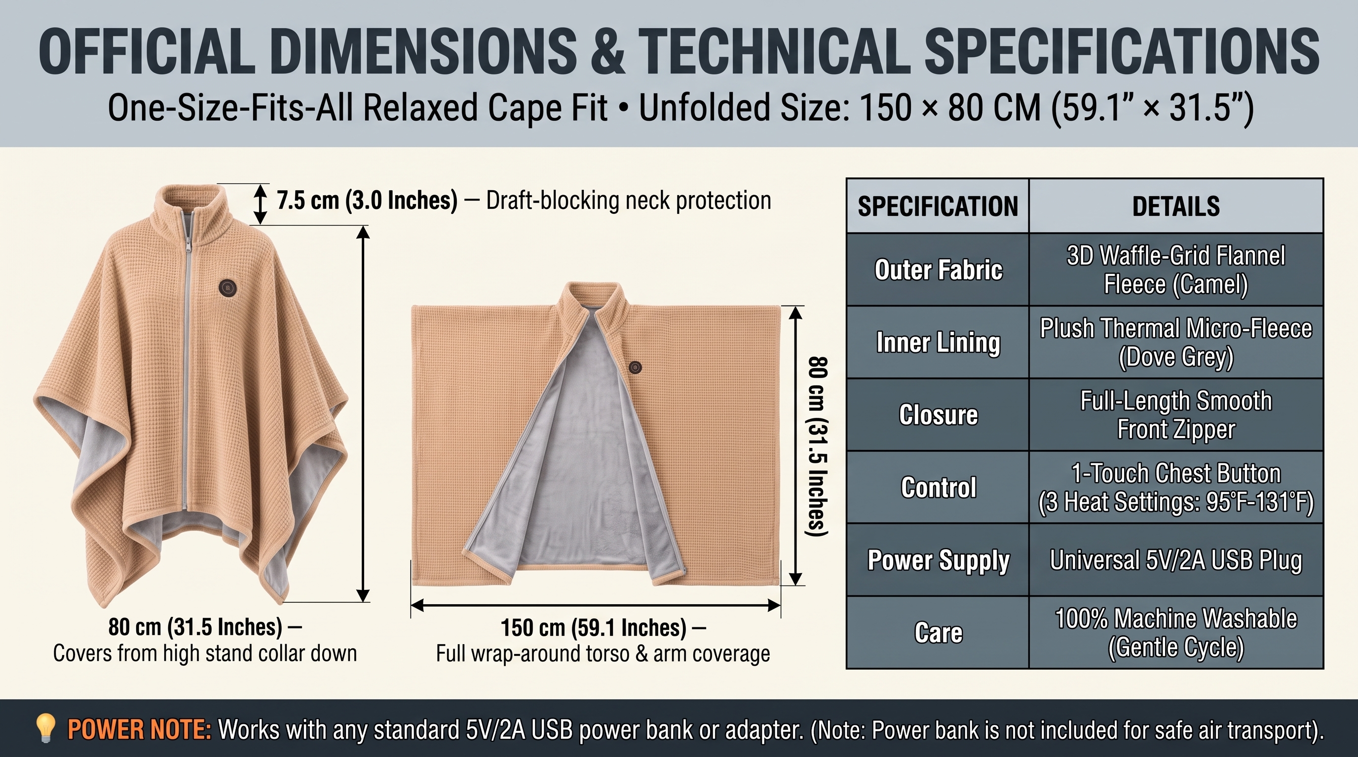 Emberwrap 150x80cm Official Dimensions and Technical Specifications