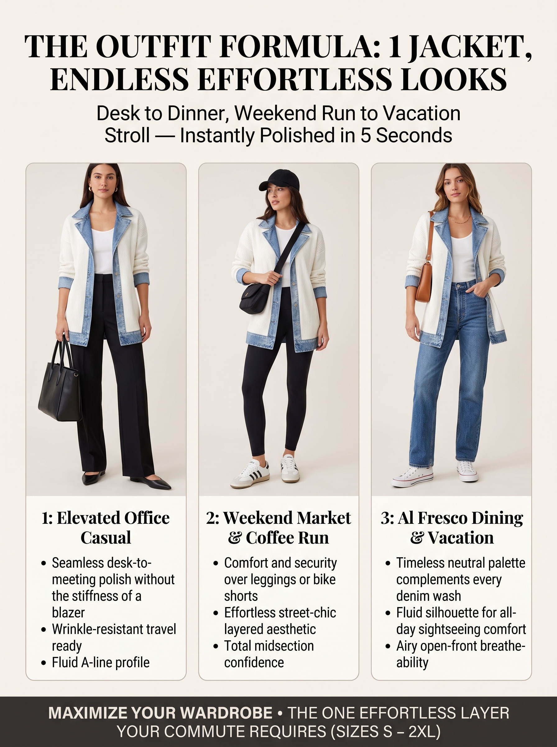1 Jacket Endless Looks - Desk to Dinner Styling Guide