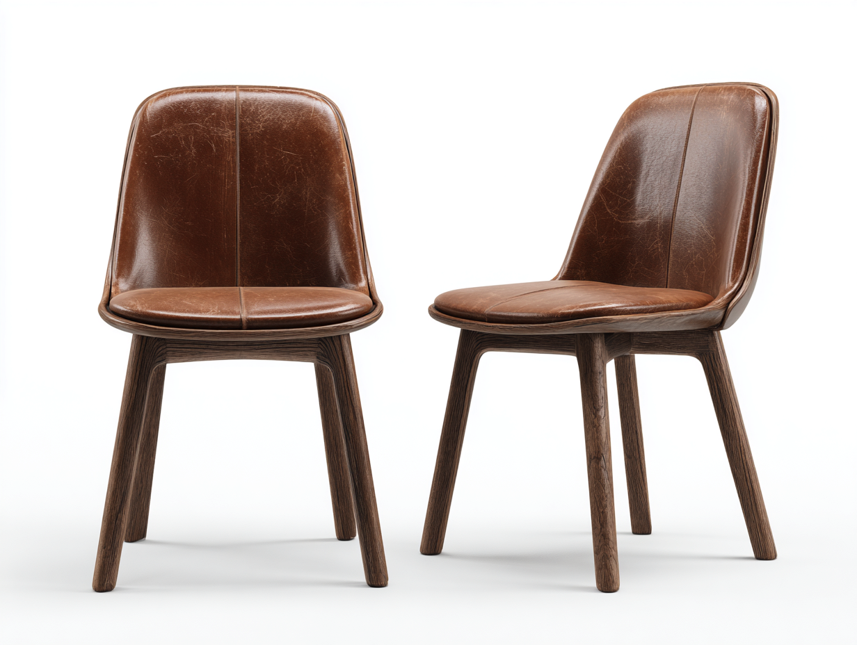 Chaise de salle à manger en revêtement aspect cuir 50x55x82 cm - marron - style contemporain-Novayliving