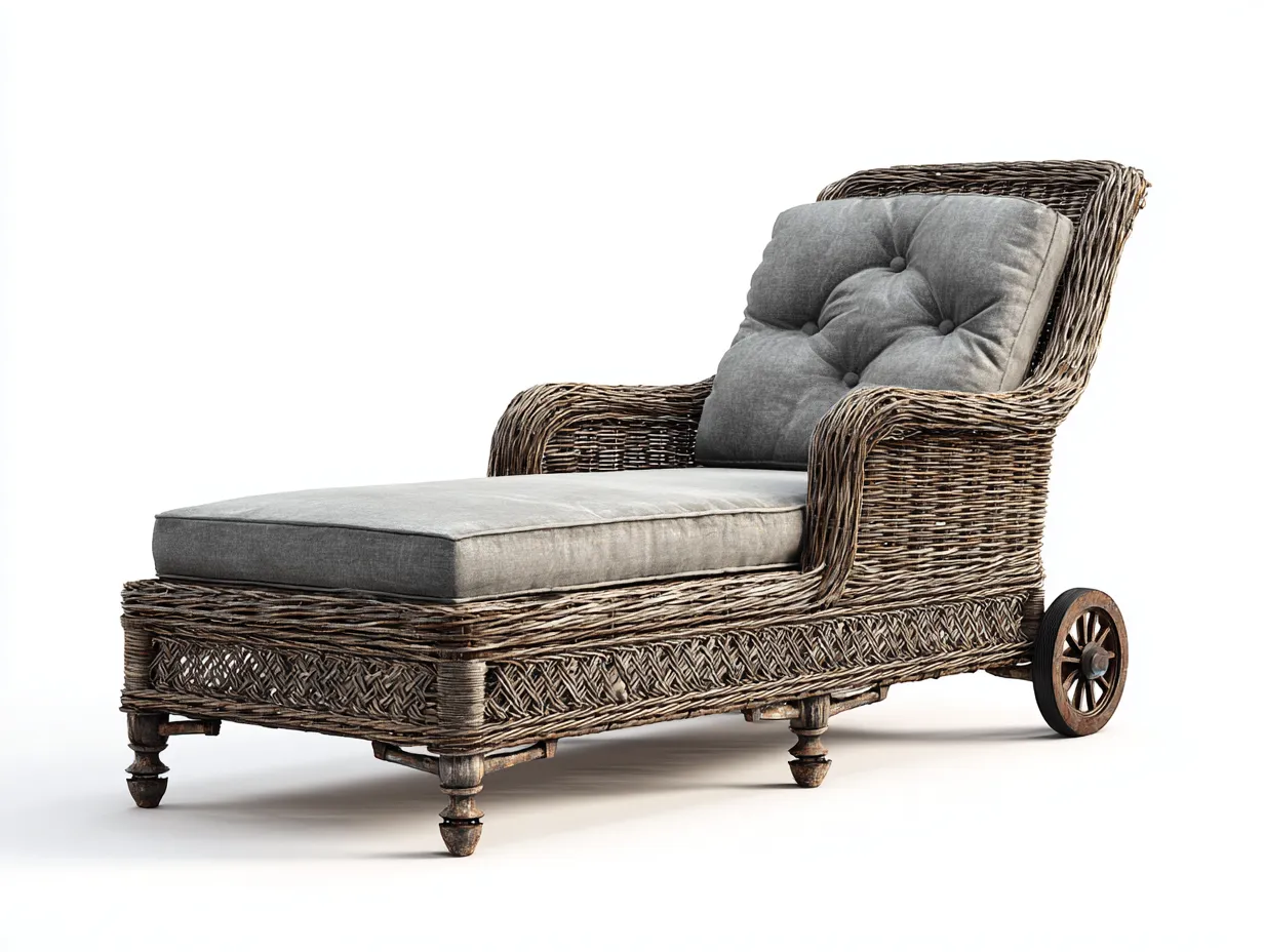 Bain de soleil en résine tressée avec roues 205x75x88 cm - Gris-Marron - Style classique-Novayliving