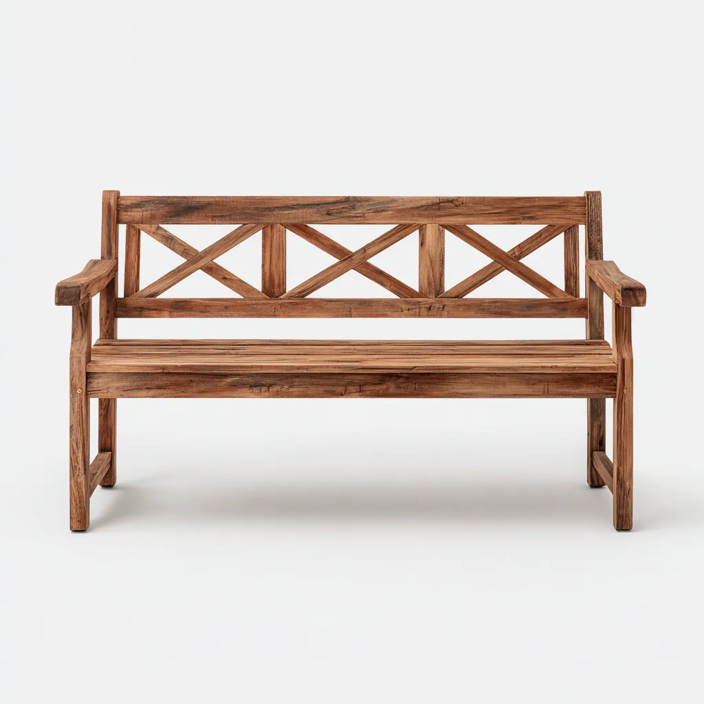 Banc de jardin bois massif dossier croisé 160x60x85 cm - marron - style rustique-Novayliving