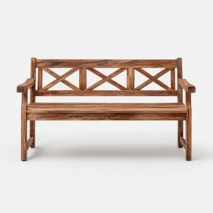 Banc de jardin bois massif dossier croisé 160x60x85 cm - marron - style rustique-Novayliving