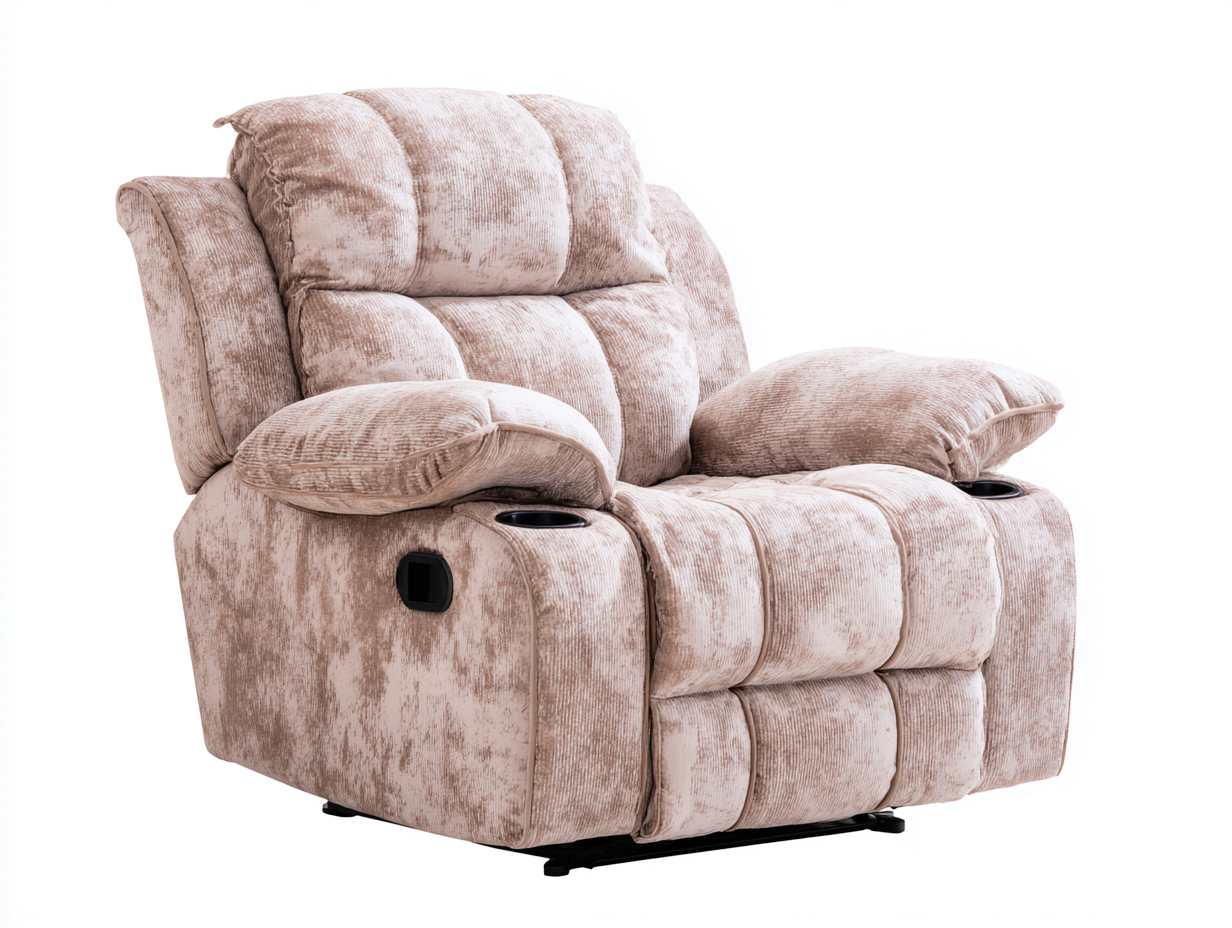 Fauteuil relax rembourré tissu texturé 98x96x102 cm - Beige clair - Confort détente pour intérieur-Novayliving