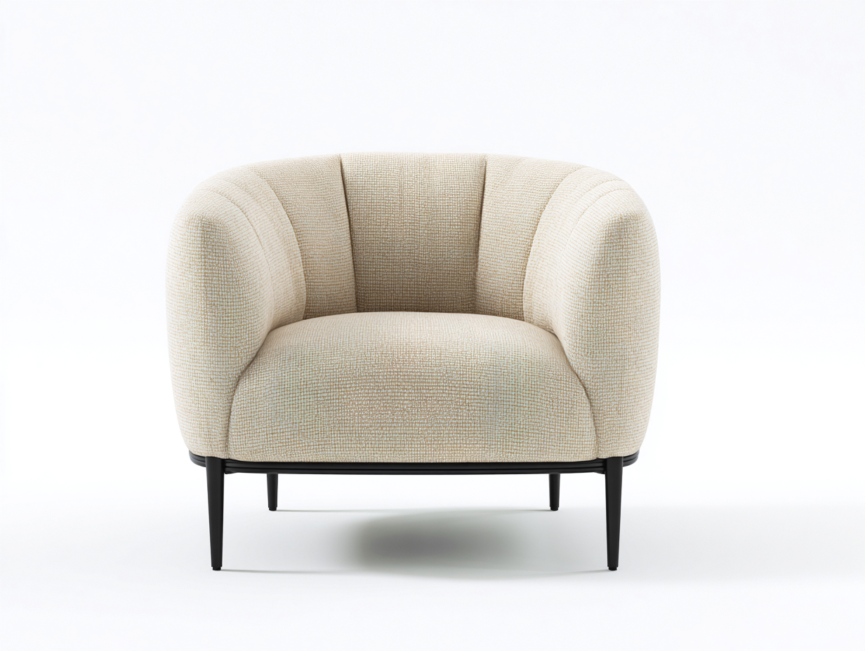 Fauteuil en tissu rembourré 75x75x80 cm - beige clair - design moderne-Novayliving