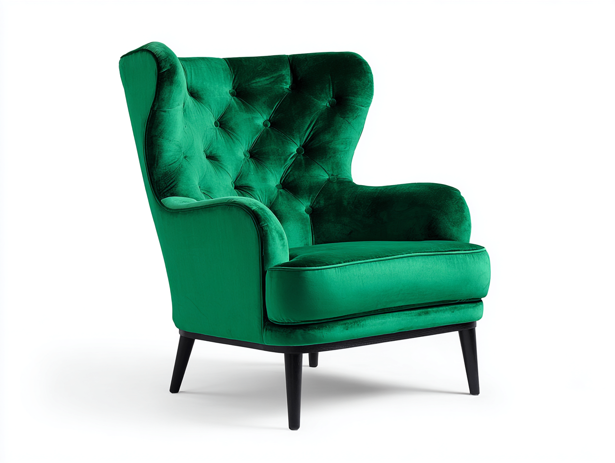 Fauteuil capitonné velours 75x80x95 cm - Vert - Style élégant-Novayliving