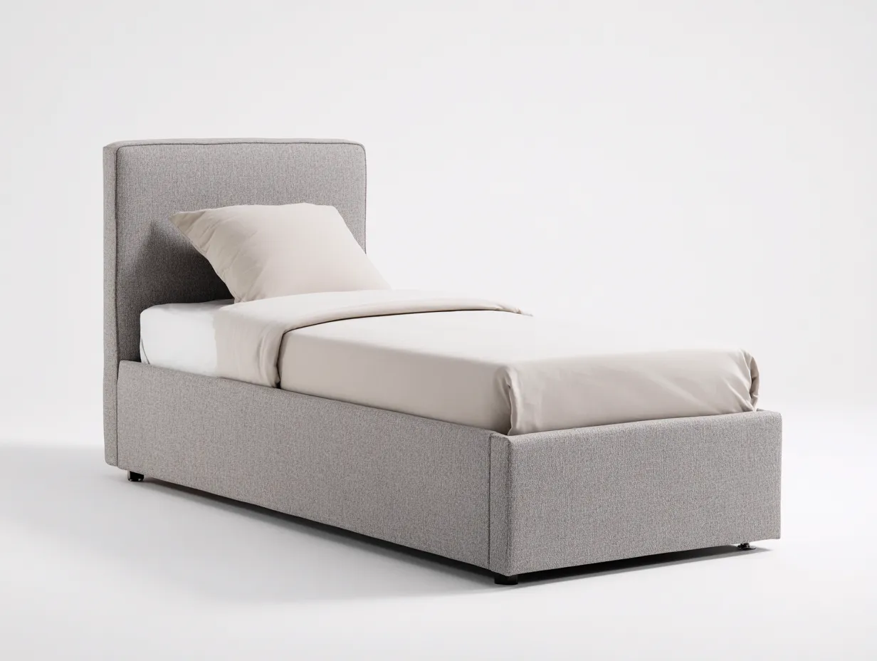 Lit simple en tissu rembourré 200x90x95 cm - Gris clair - Design moderne pour chambre-Novayliving