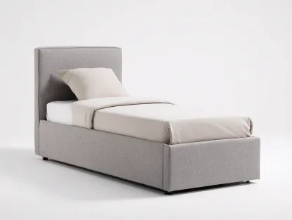 Lit simple en tissu rembourré 200x90x95 cm - Gris clair - Design moderne pour chambre-Novayliving