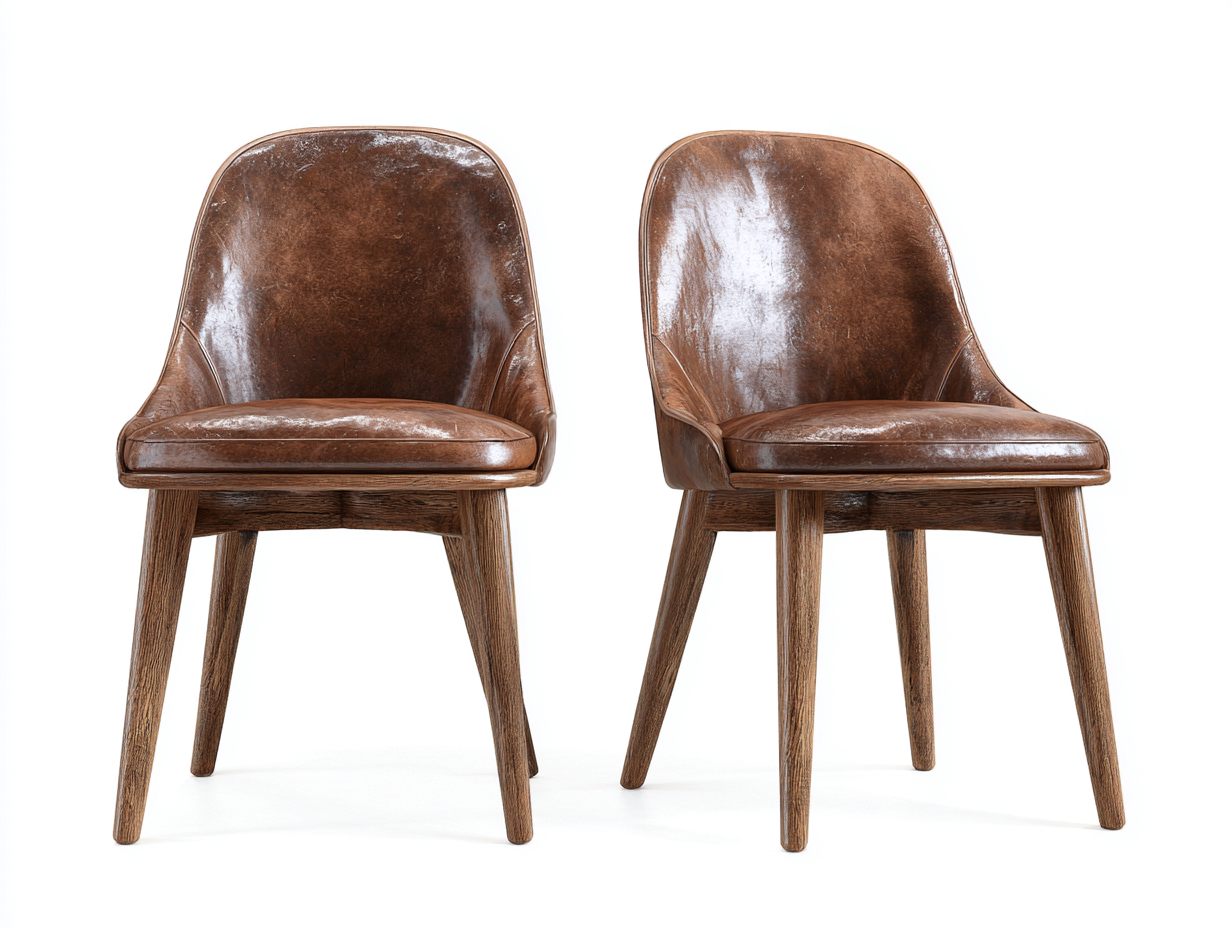 Chaise de salle à manger en cuir synthétique et bois 55x50x82 cm - Marron - Style vintage-Novayliving