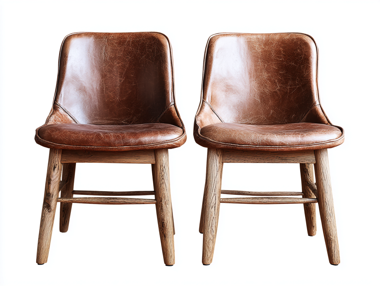 Chaise de salle à manger en simili cuir et bois 50x55x80 cm - marron cognac - style vintage-Novayliving