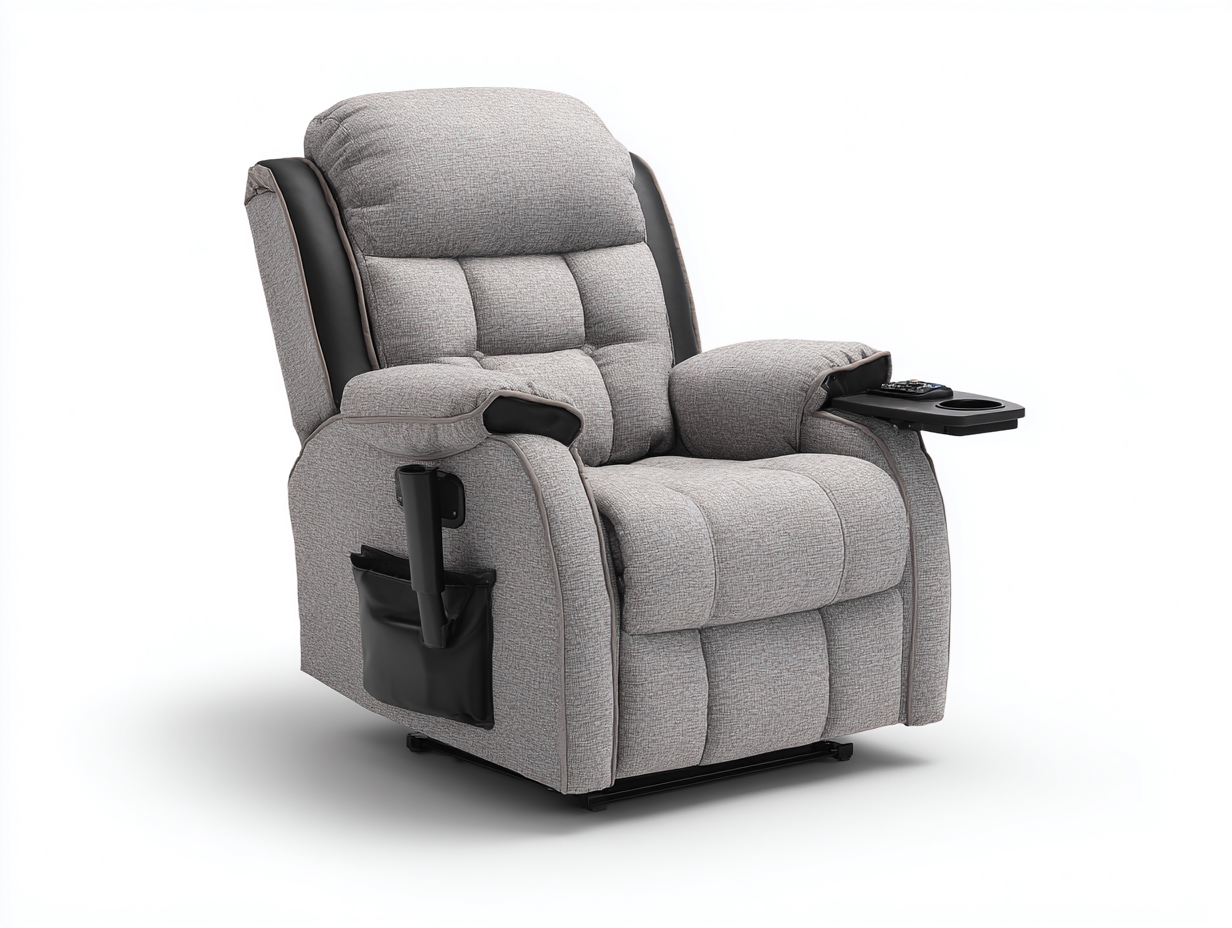 Fauteuil relax en tissu 100x95x110 cm - gris clair - confort ergonomique-Novayliving