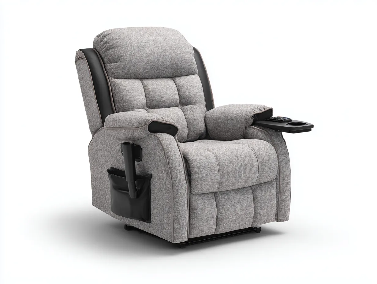 Fauteuil relax en tissu 100x95x110 cm - gris clair - confort ergonomique-Novayliving