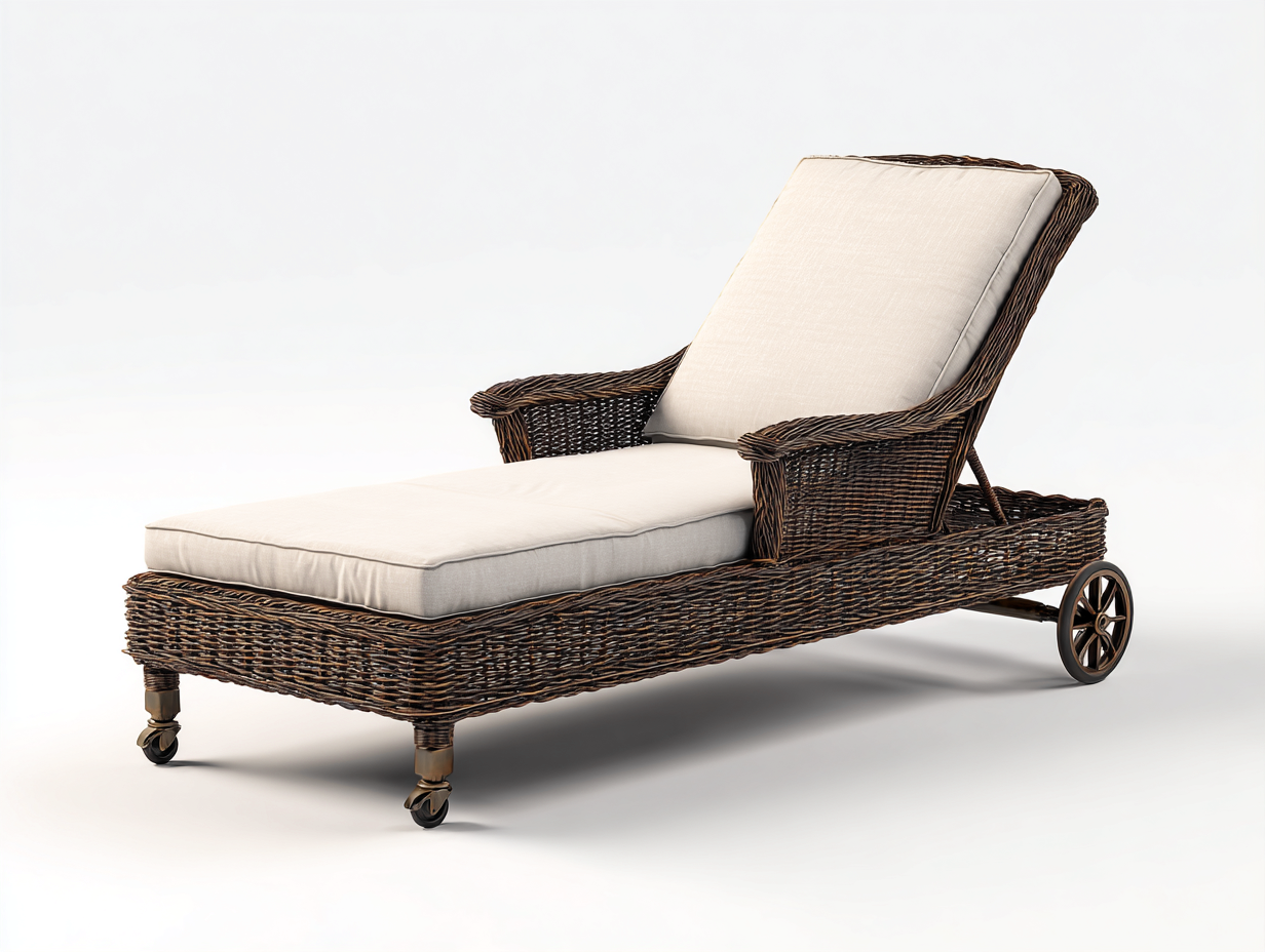 Bain de soleil en résine tressée 195x70x90 cm - beige-marron - dossier réglable-Novayliving