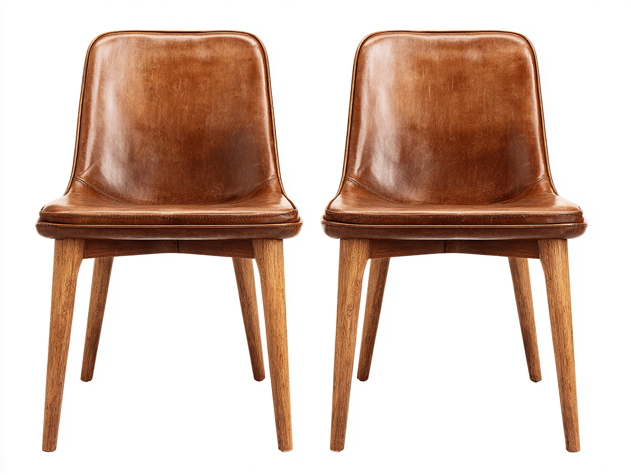 Chaise de salle à manger rembourrée similicuir 2 pièces 50x55x80 cm - Marron - Style vintage-Novayliving