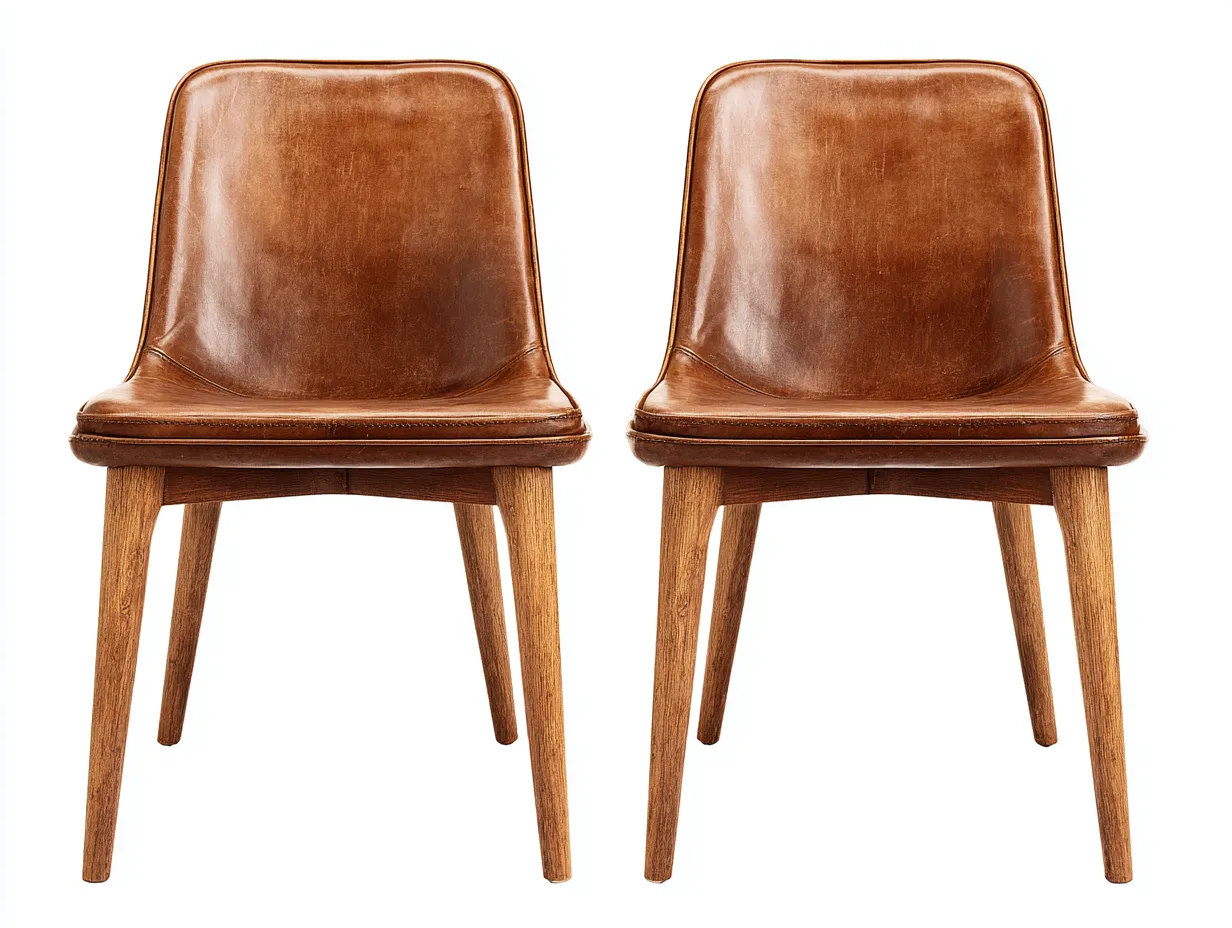 Chaise de salle à manger rembourrée similicuir 2 pièces 50x55x80 cm - Marron - Style vintage-Novayliving