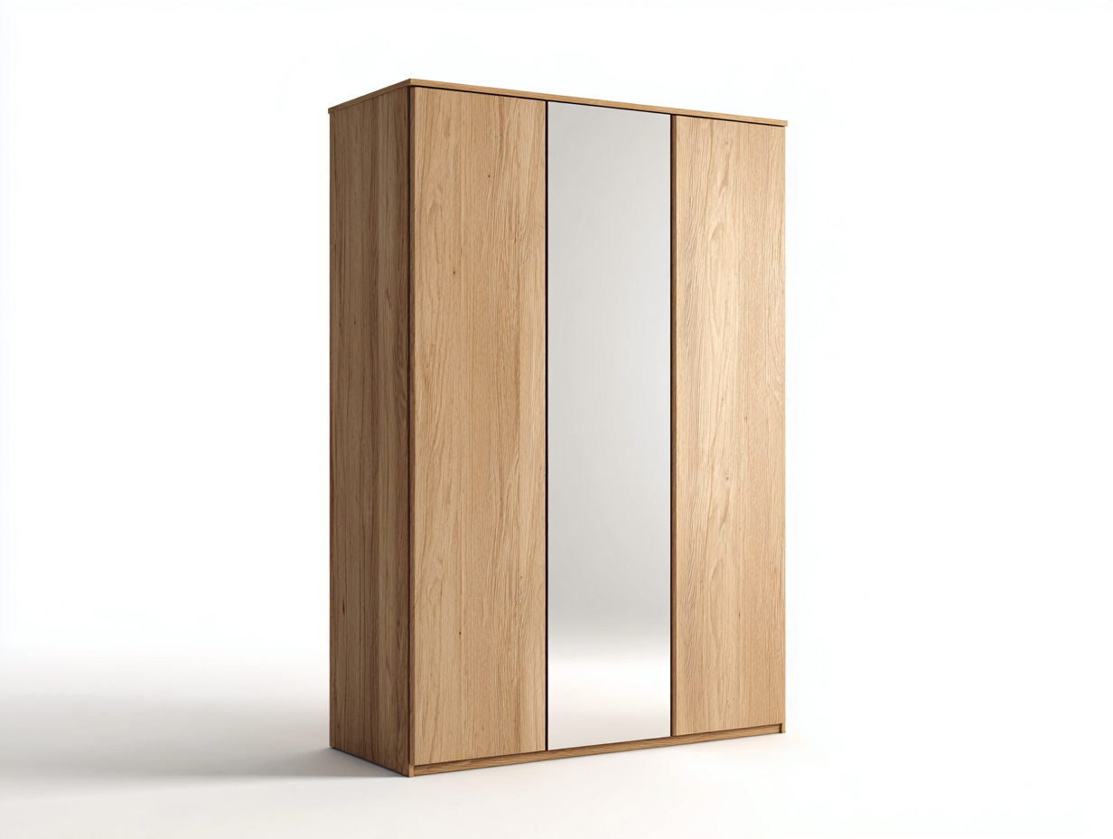 Armadio-Legno MDF-Vetro-152x60x198 cm-Rovere-Specchio-Stile moderno-Roluxlyinterior