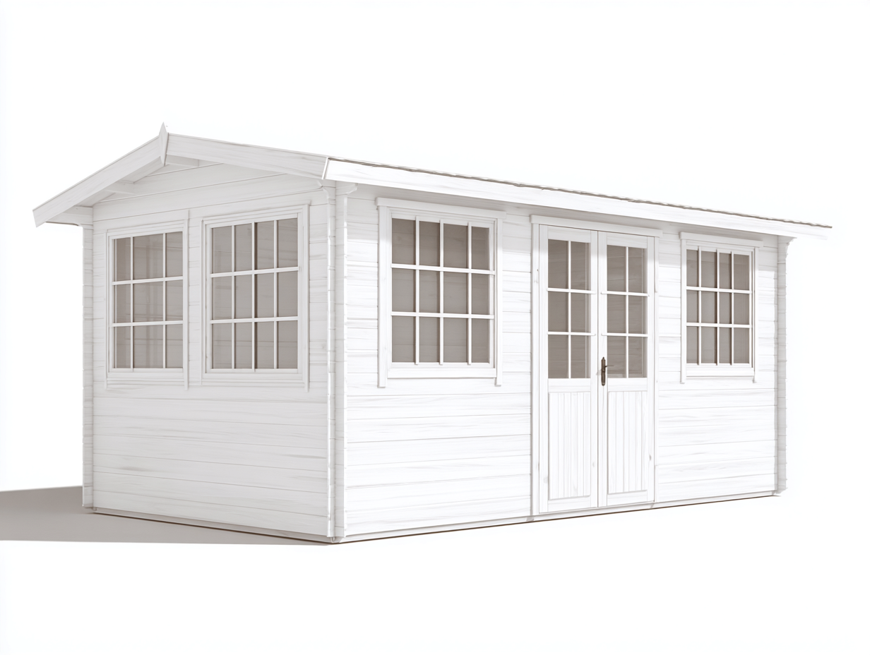 Casetta da giardino-Legno-Metallo-356x244x242 cm-bianco-stile classico-Roluxlyinterior