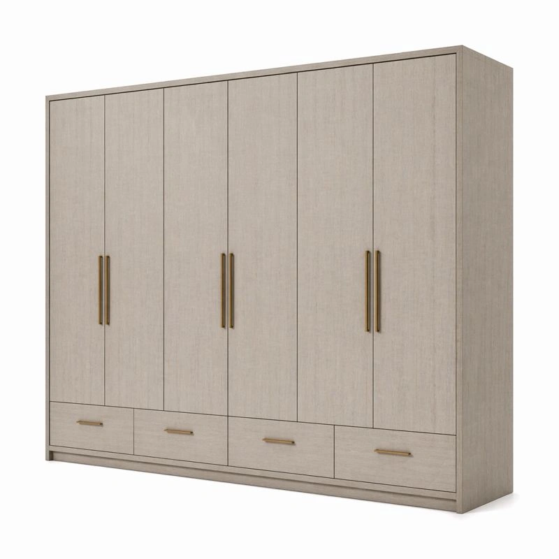 Armario moderno grande beige con puertas y cajones inferiores