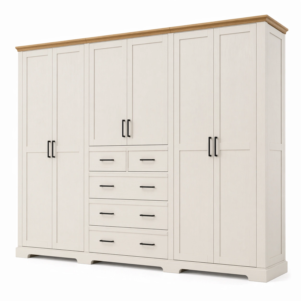 Armario clasico grande blanco con cajones y puertas batientes