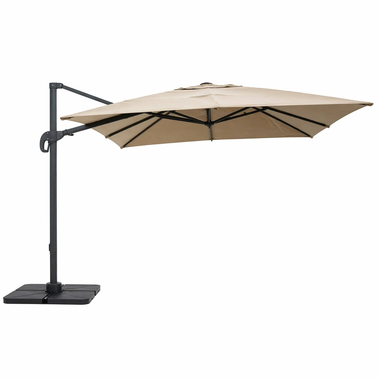 Parasol exterior grande con brazo lateral ajustable