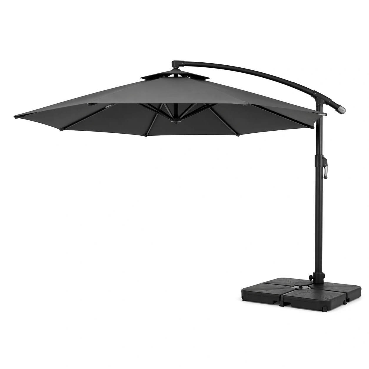 Parasol exterior grande con brazo curvo reforzado