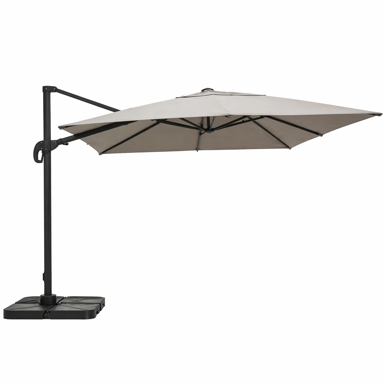 Parasol exterior grande con estructura metalica negra