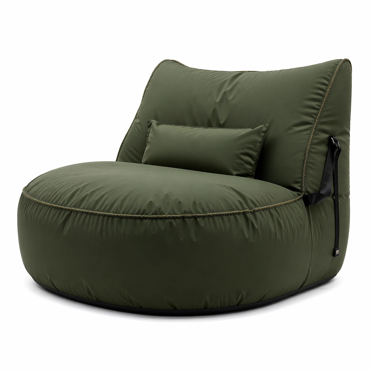 Sillon lounge redondo moderno verde con cojin y respaldo alto