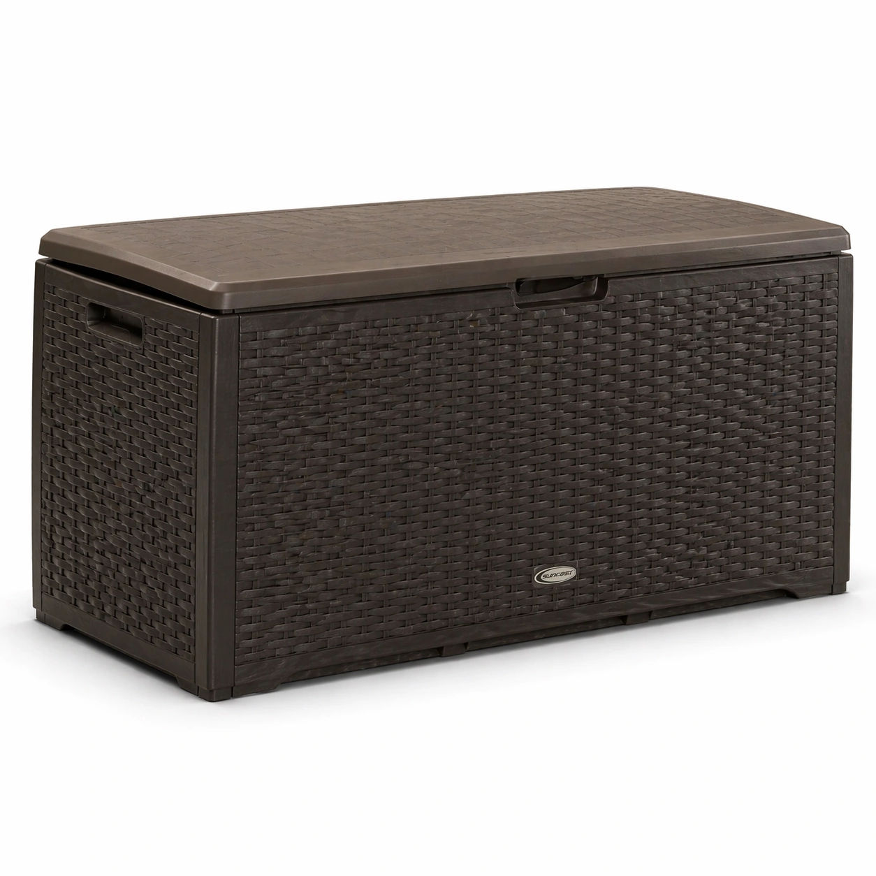 Baul exterior efecto ratan marron oscuro gran capacidad