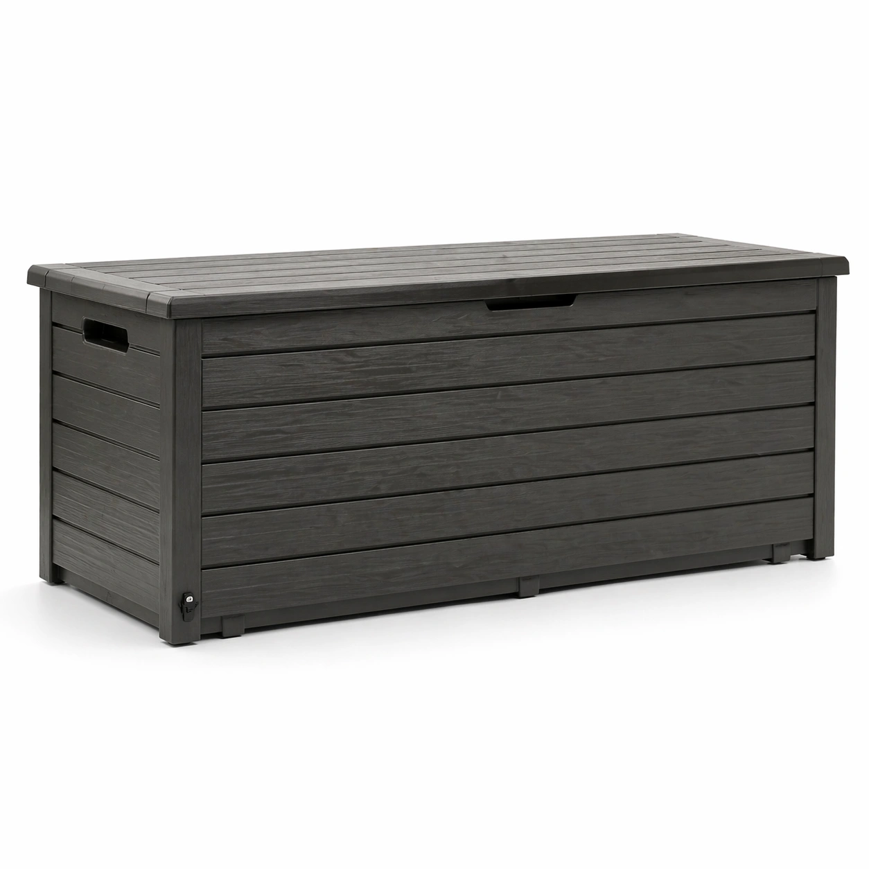 Baul exterior plastico negro con diseno horizontal moderno