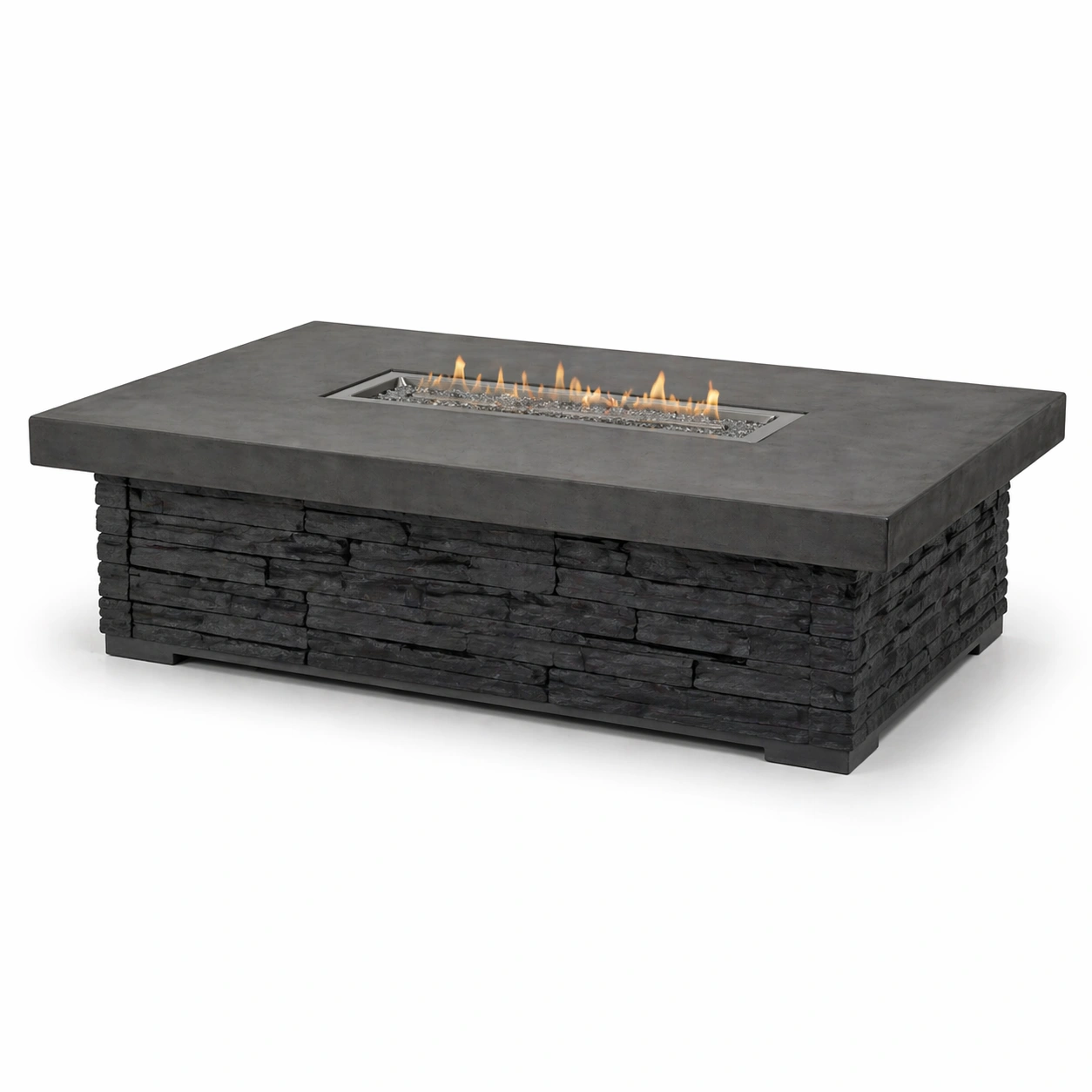 Mesa de fuego exterior con base piedra negro