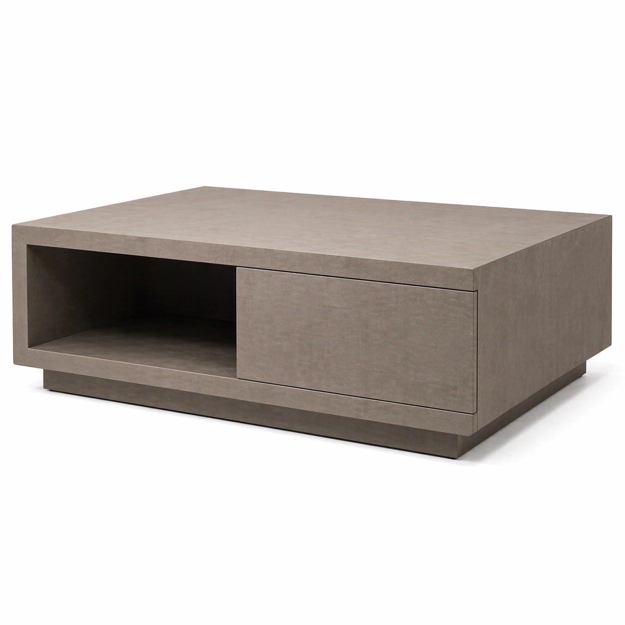 Mesa de centro moderna con compartimento lateral gris claro