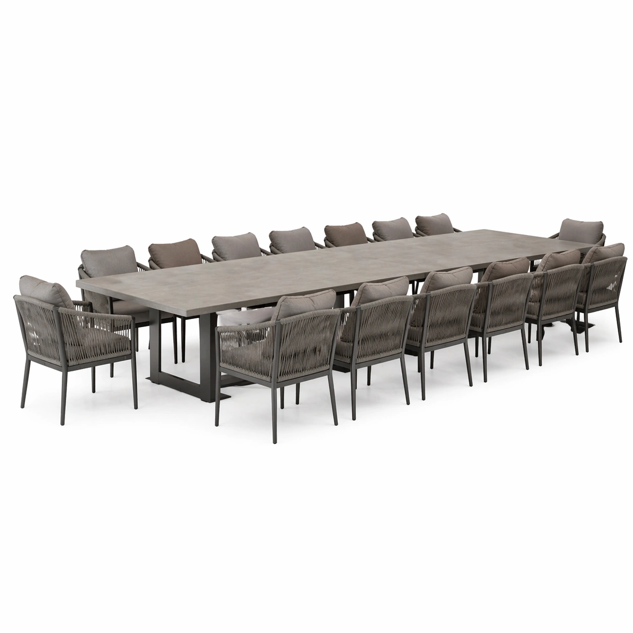 Mesa comedor exterior rectangular grande gris oscuro