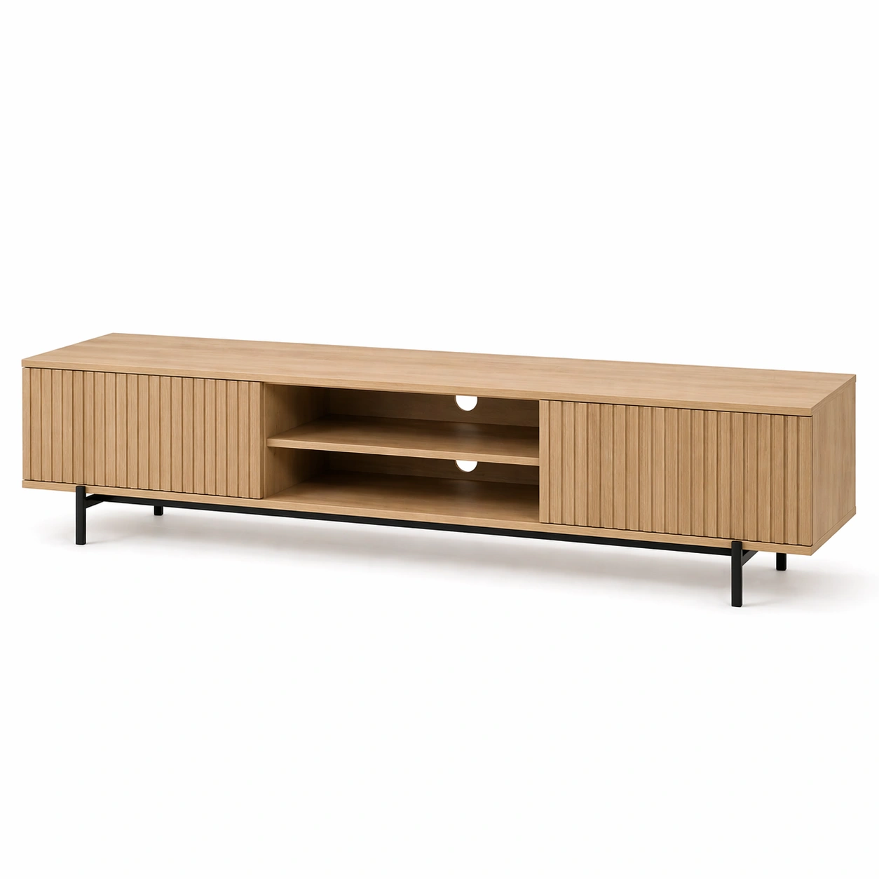 Mueble TV moderno madera clara con puertas correderas
