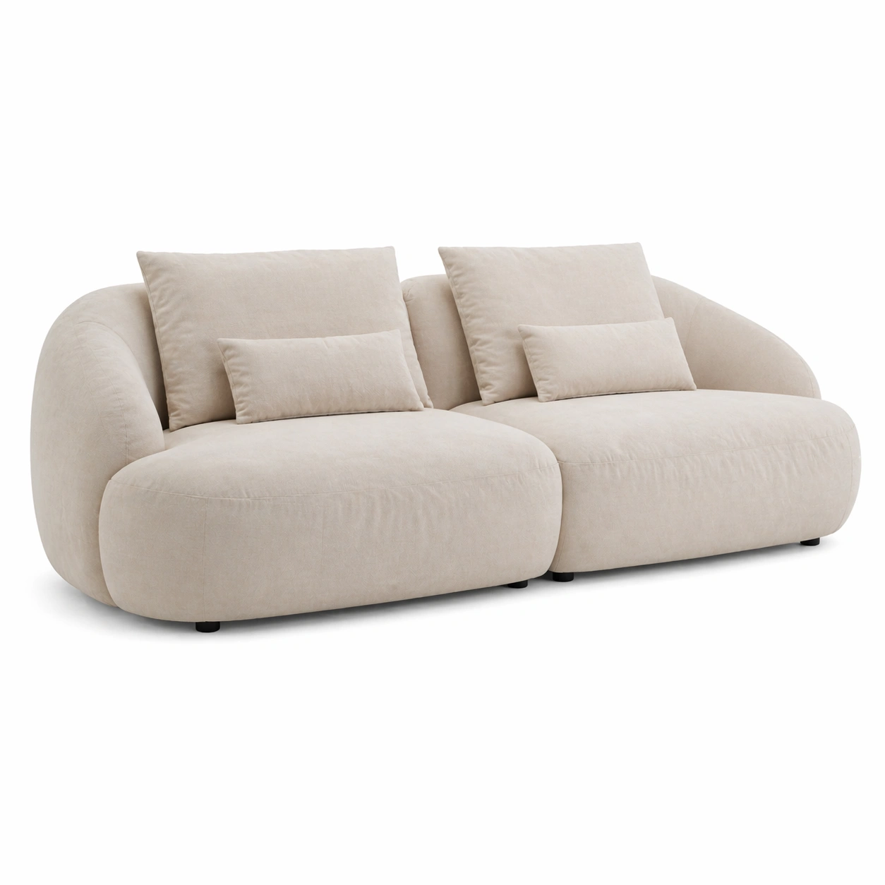 Sofa modular interior tapizado con respaldo bajo y cojines