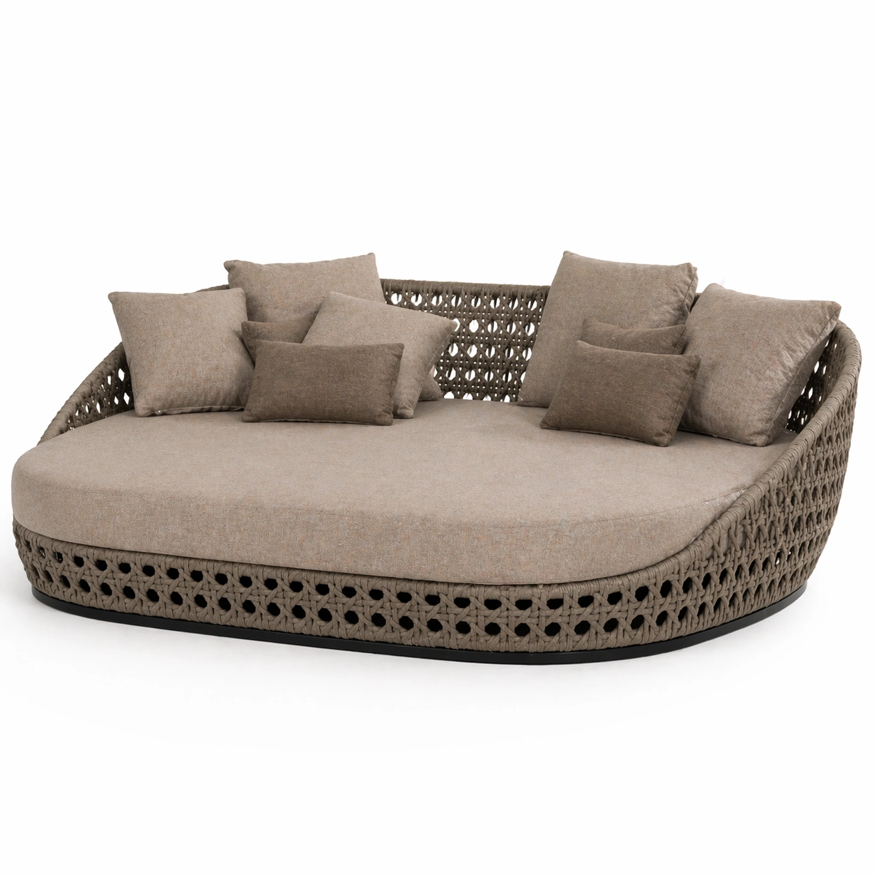 Sofa redondo exterior ratan sintetico con cojines multiples