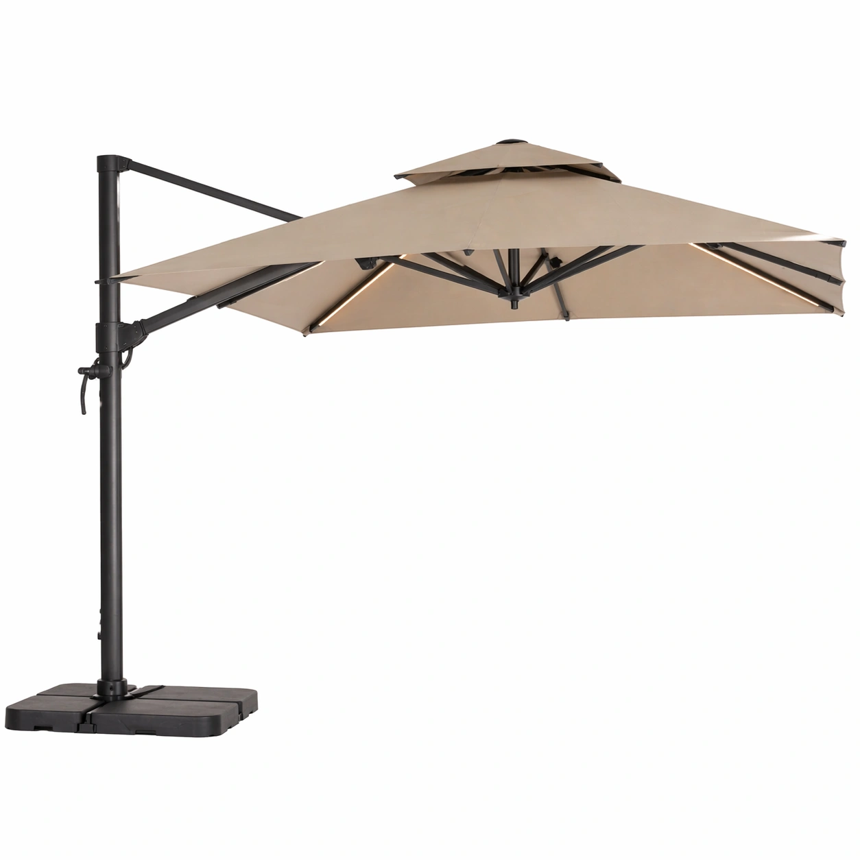 Sombrilla jardin lateral beige con luz led integrada