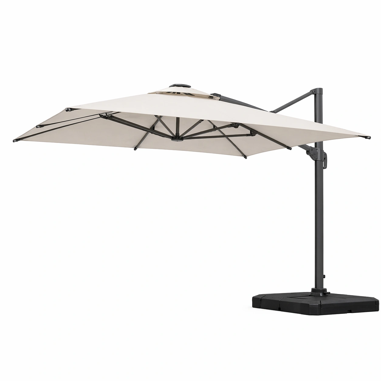 Sombrilla exterior lateral gris claro con estructura reforzada