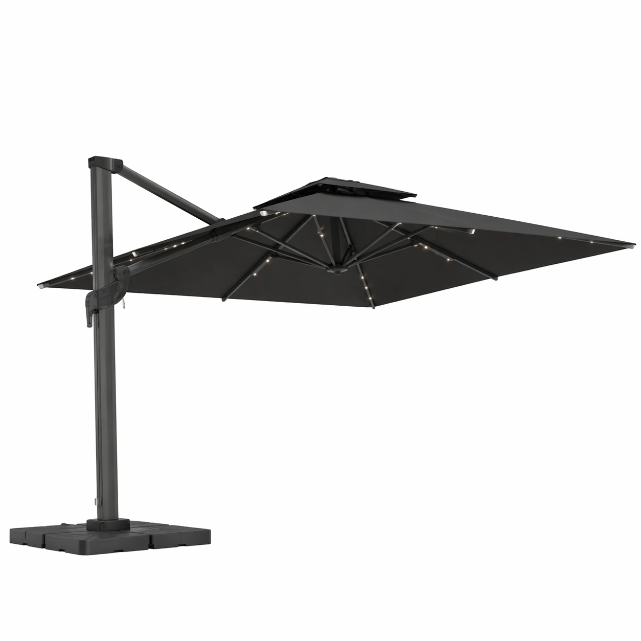 Sombrilla lateral negro con luz led para jardin terraza