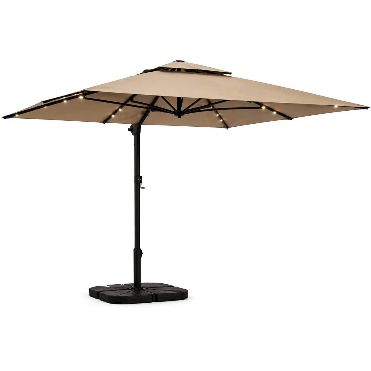 Sombrilla jardin central clasica beige con base redonda