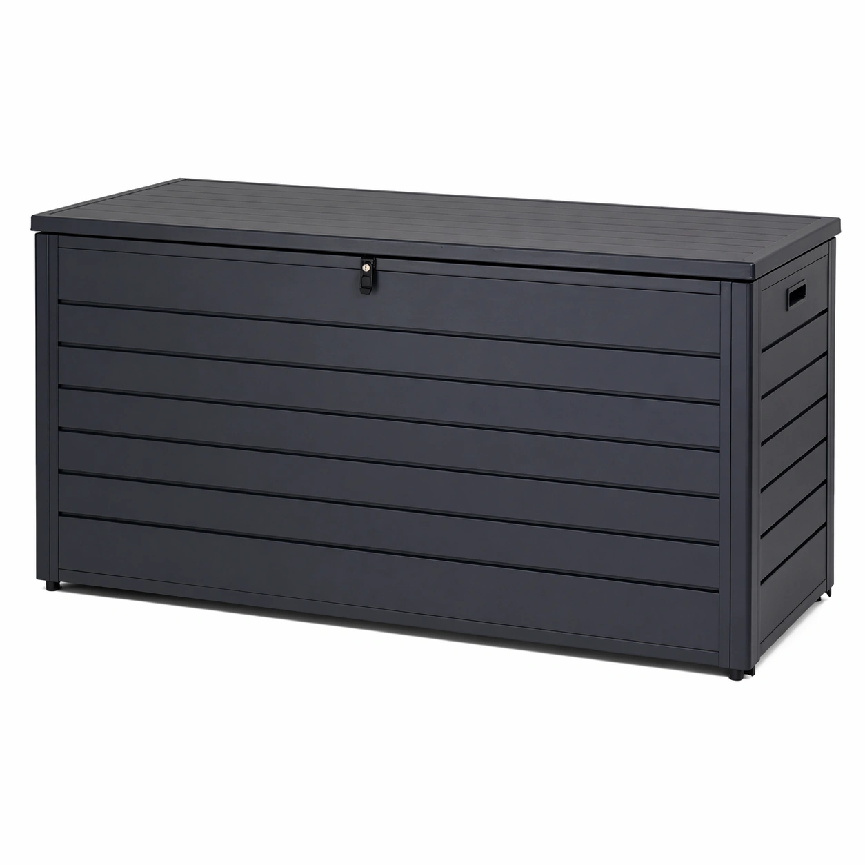 Caja almacenaje exterior metalica color negro con tapa y cierre seguridad gran capacidad organizador jardin terraza resistente intemperie hogar-nextempest