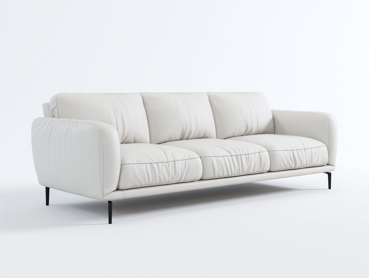 Divani a 3 posti - pelle sintetica - 215x95x87 cm - bianco - stile moderno-Liriamidecor