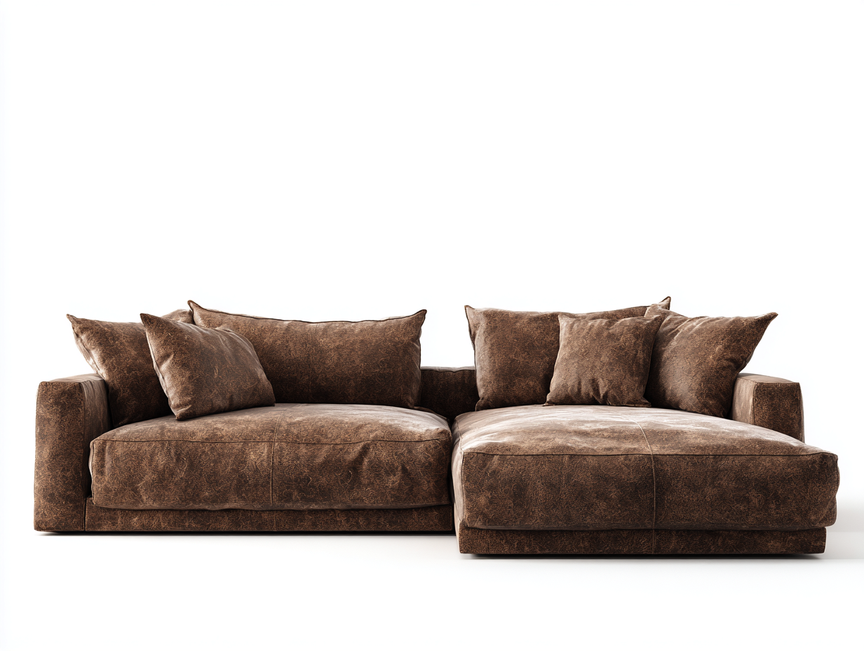 Divano angolare - similpelle - 278x168x84 cm - marrone - stile moderno-Liriamidecor