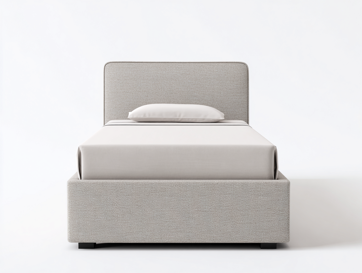 Letto singolo - tessuto-legno - 208x102x105 cm - grigio chiaro - stile moderno-Liriamidecor