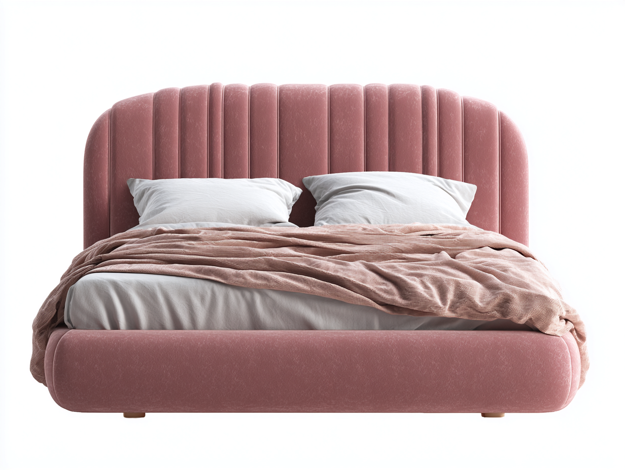 Letto matrimoniale - velluto-legno-metallo - 214x196x118 cm - rosa cipria - stile moderno morbido-Liriamidecor