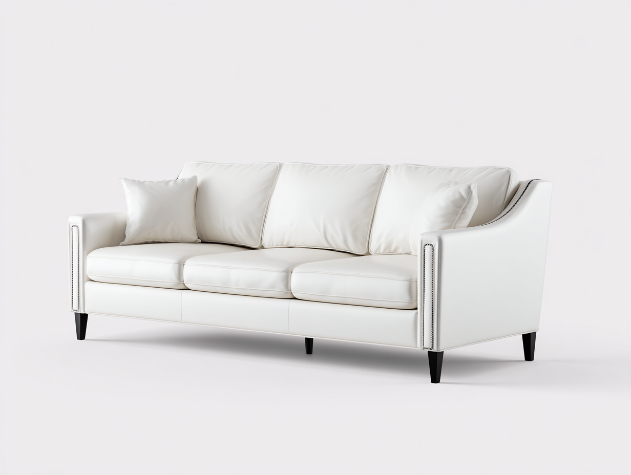 Divani a 3 posti - pelle sintetica - 205x88x90 cm - bianco - stile elegante-Liriamidecor